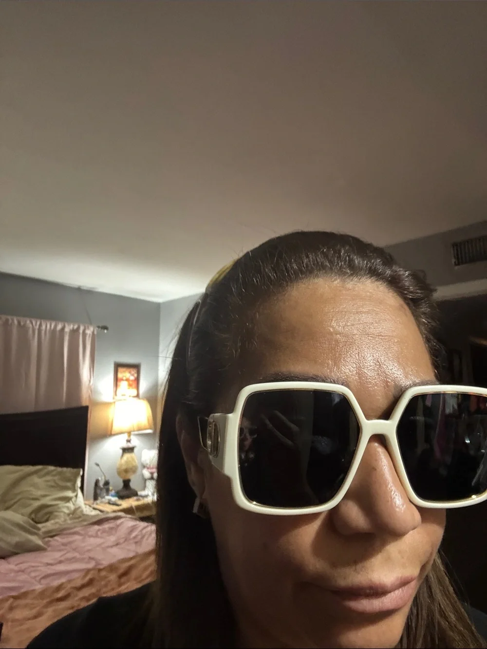 Dior White and Gold Logo Women’s Sunglasses Temple Detail